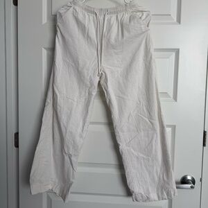 A&F white linen pants